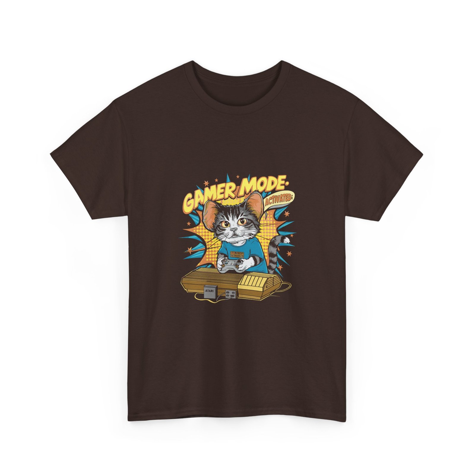 Gamer Mode Keyboard Cat with Headphones and Neon Lights - T-shirt - Image 3