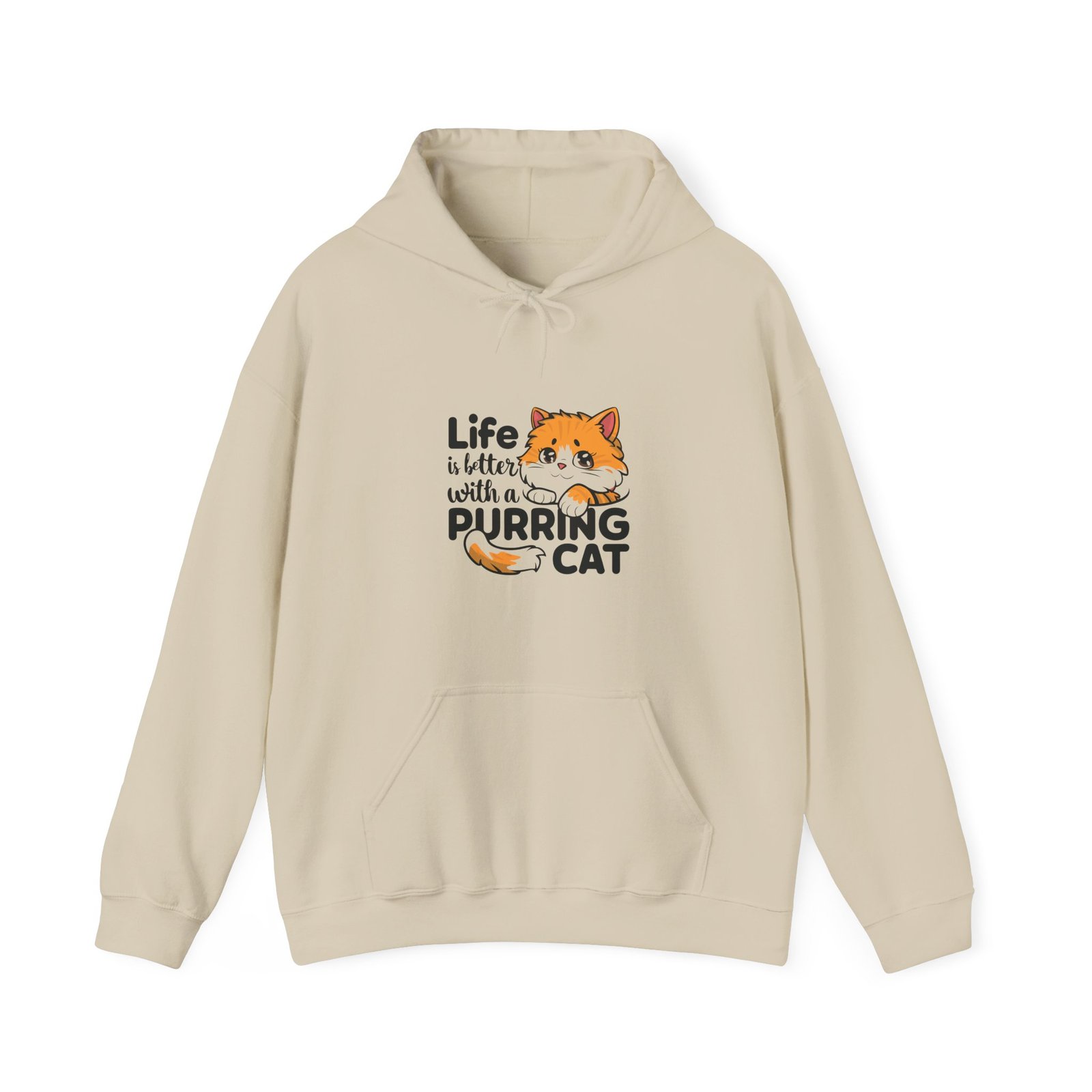 Life Is Better With A Purring Cat Artistic Typography Design - Hoodie - Image 5