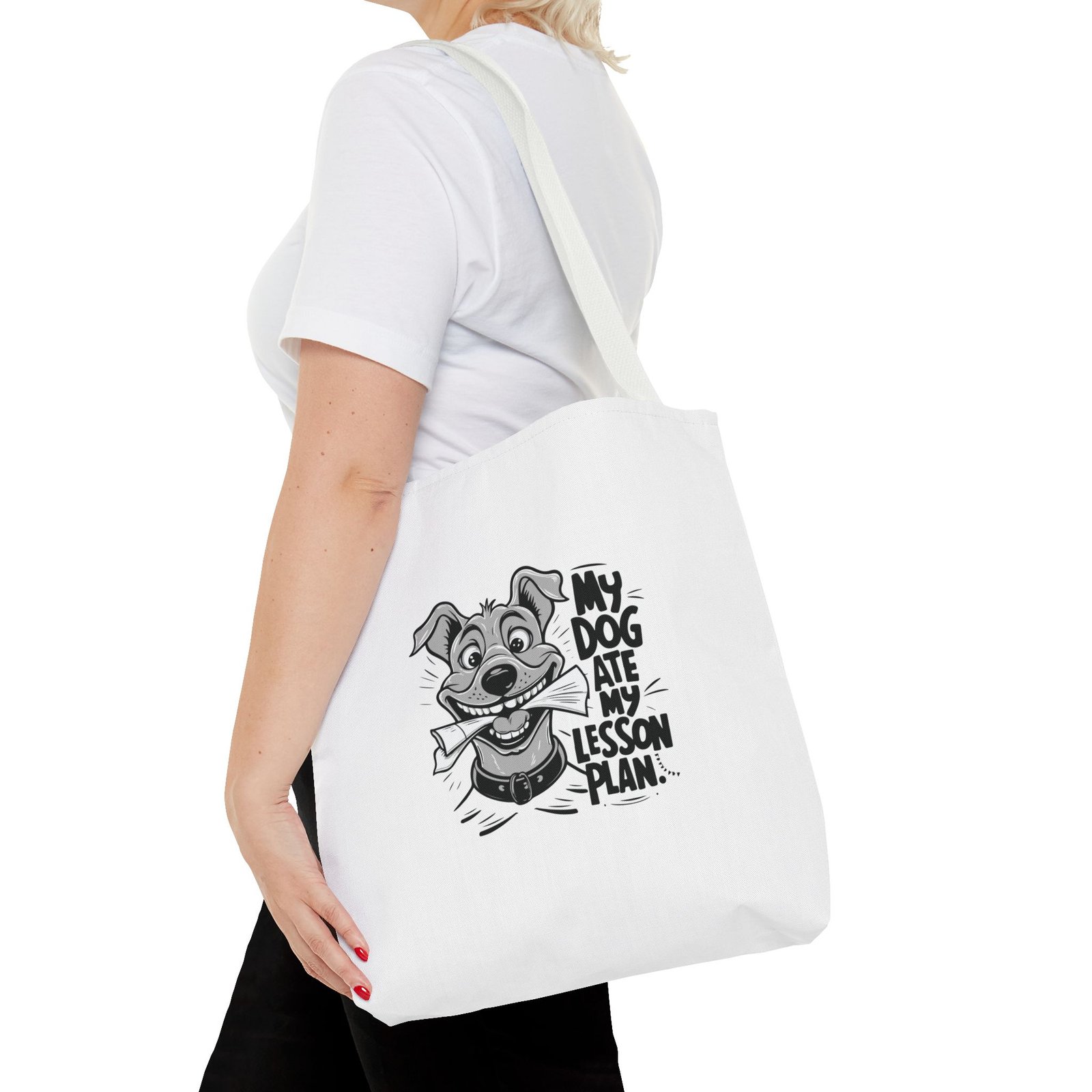Playful My Dog Ate My Lesson Plan Funny Teacher Design - Tote Bag - Image 8
