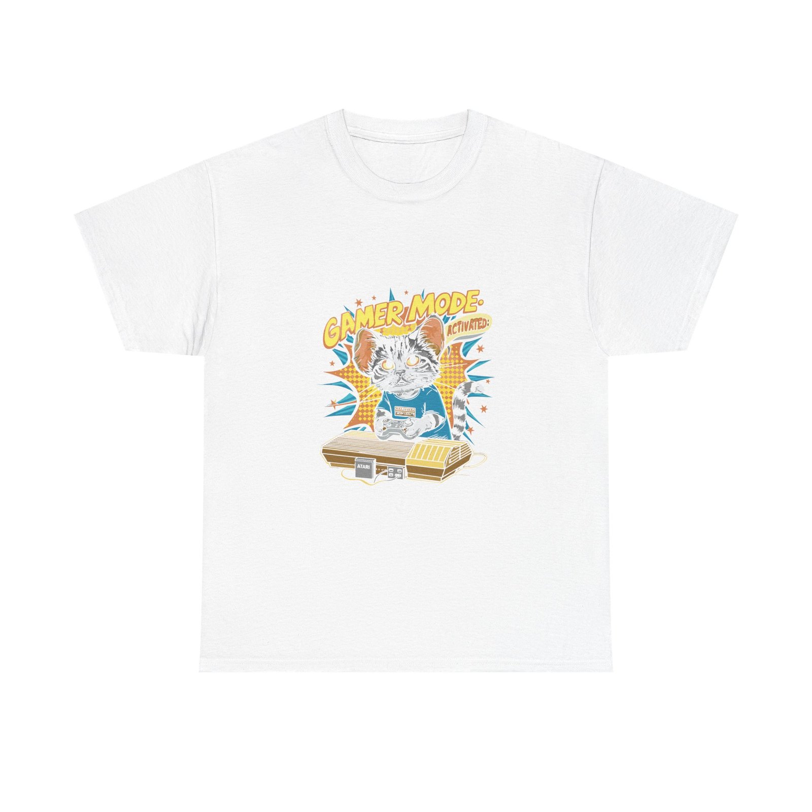 Gamer Mode Keyboard Cat Playing Music Illustration - T-shirt