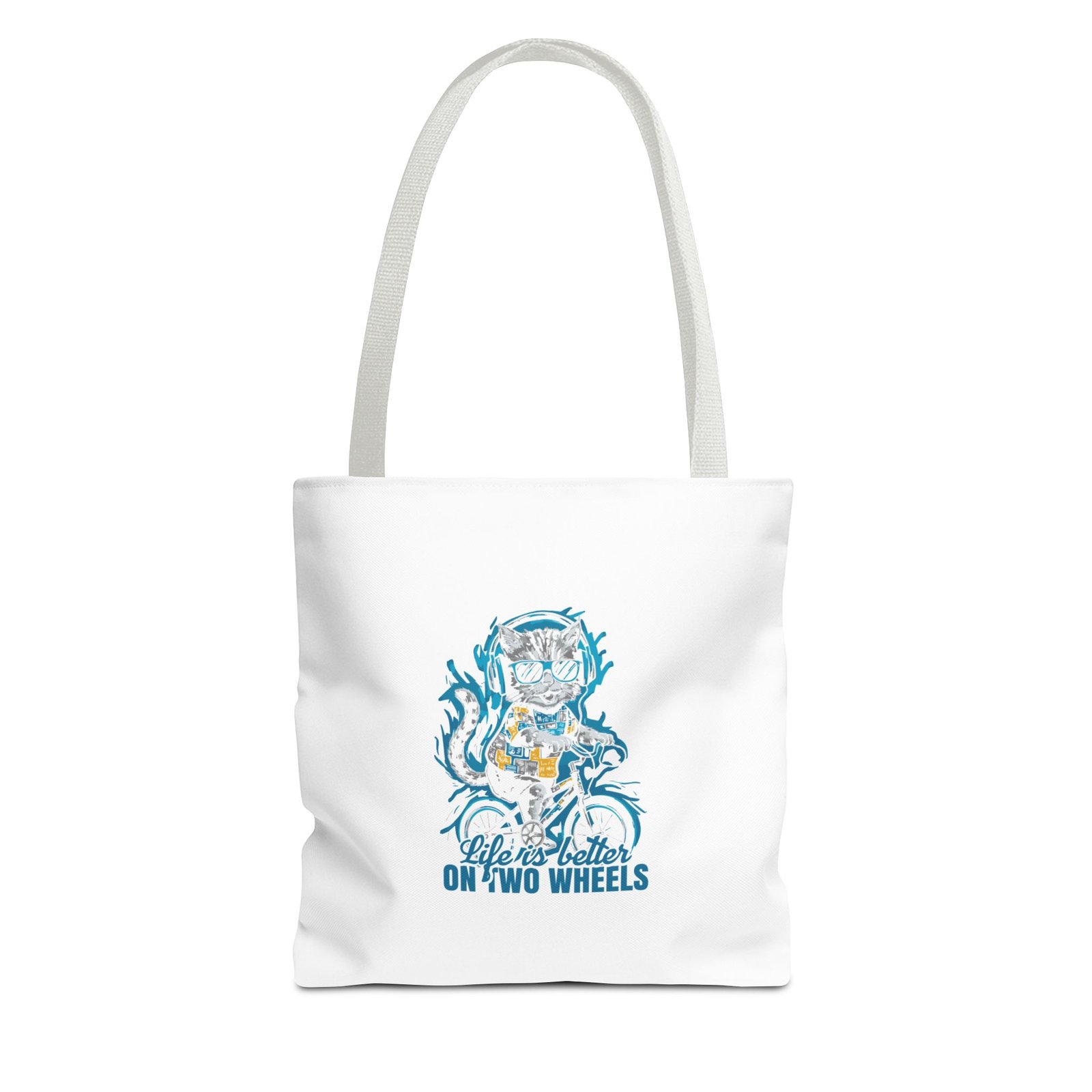 Life Is Better On Two Wheels Cat Illustration Design - Tote Bag