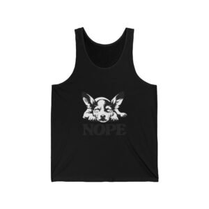 Black and White Puppy Face Illustration Minimalist Design - Tank Top