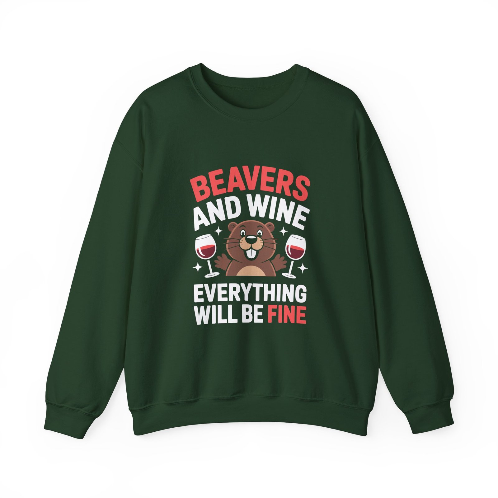 Cheerful Beaver Smiling with Raised Wine Glasses Illustration - Sweatshirt - Image 5