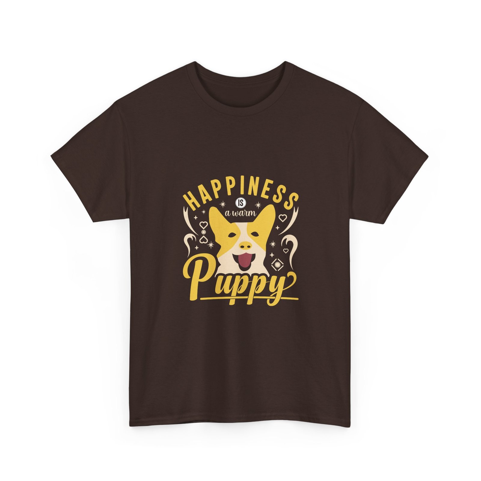 Happiness Is A Puppy Cute Illustrated Paw Print Design - T-shirt - Image 3