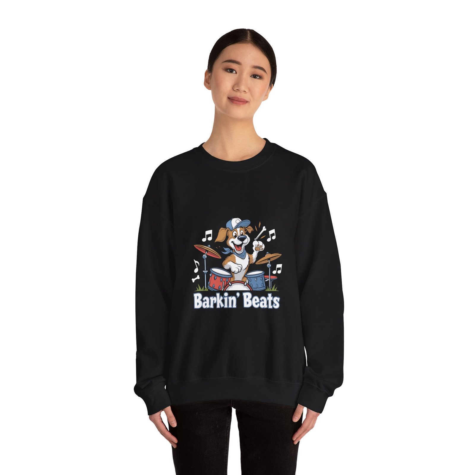 Barkin Beats Drum Dog Graphic with Musical Canine Vibes - Sweatshirt - Image 4
