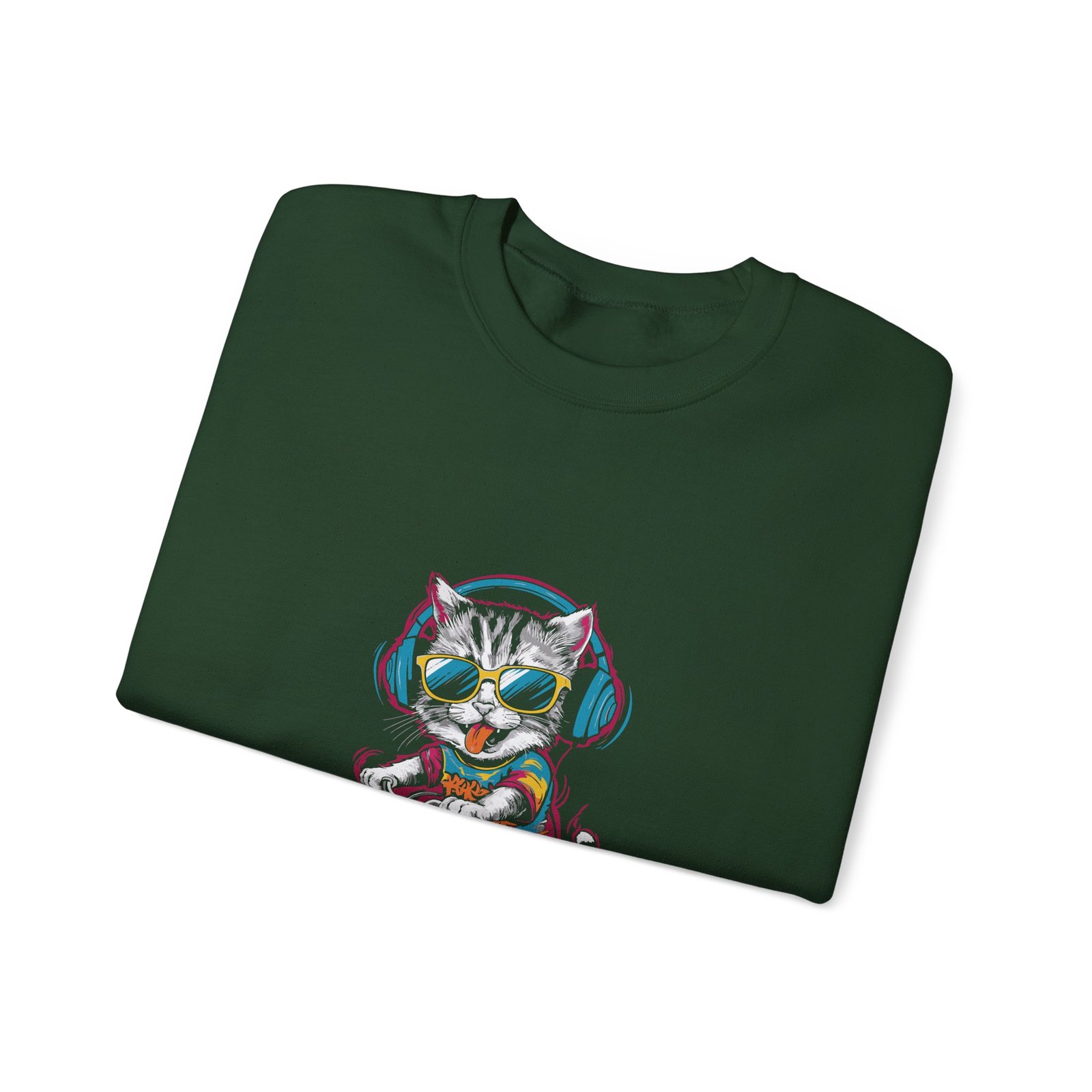 Cool Biker Cat Wearing Stylish Sunglasses Graphic - Sweatshirt - Image 7