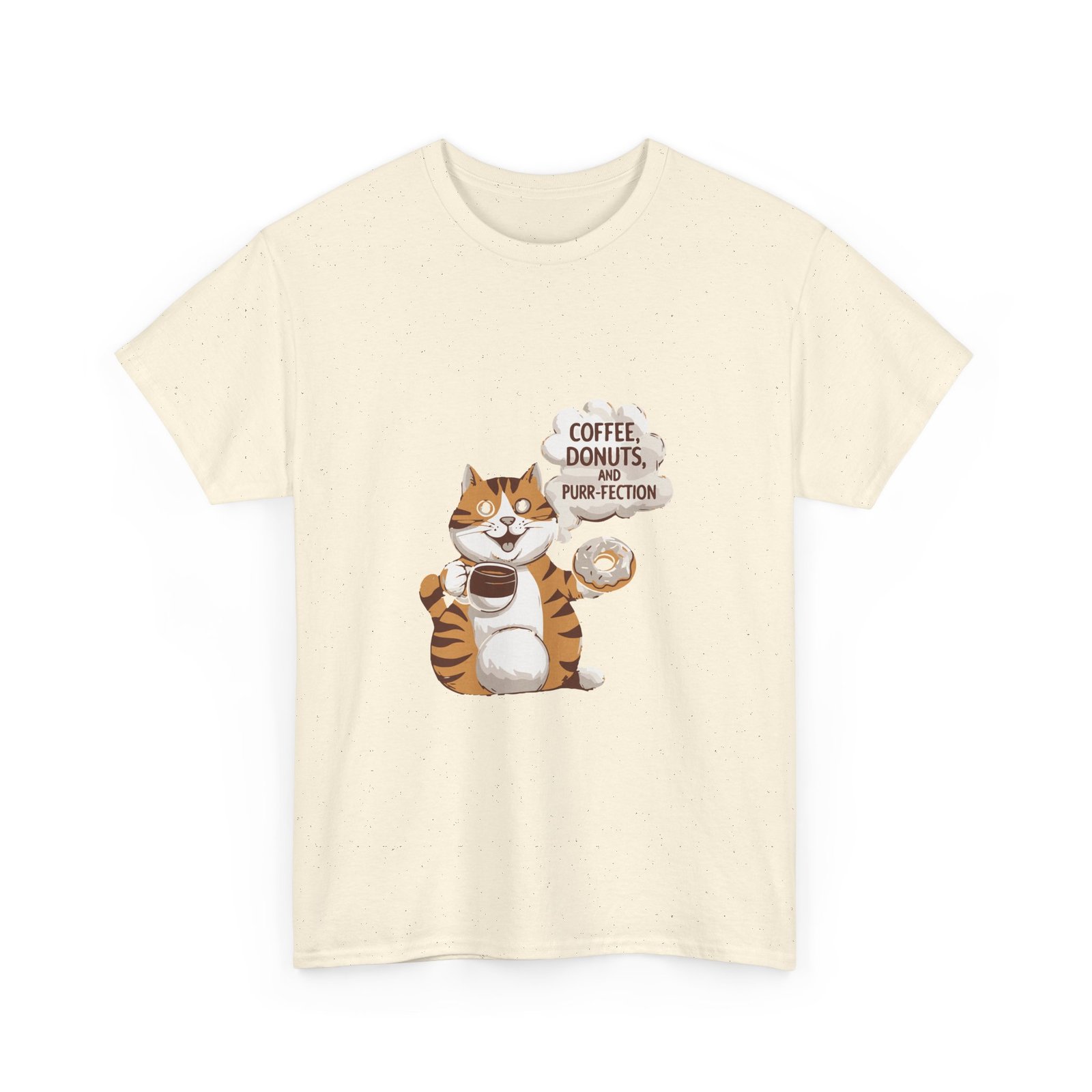 Cute Orange Cat with Coffee and Donuts Illustration - T-shirt - Image 7