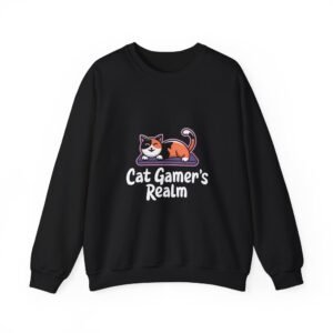 Cat Gamer's Realm Playful Digital Art Design - Sweatshirt