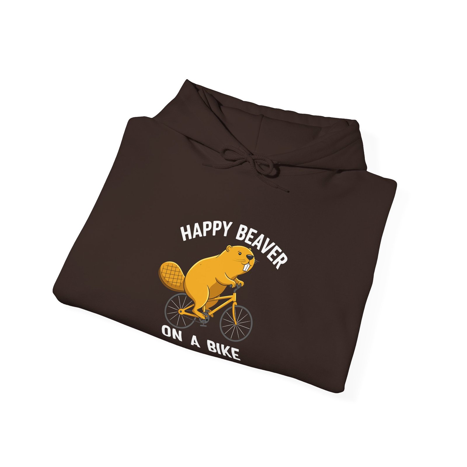 Happy Beaver Riding a Yellow Bicycle Illustration- Hoodie - Image 8
