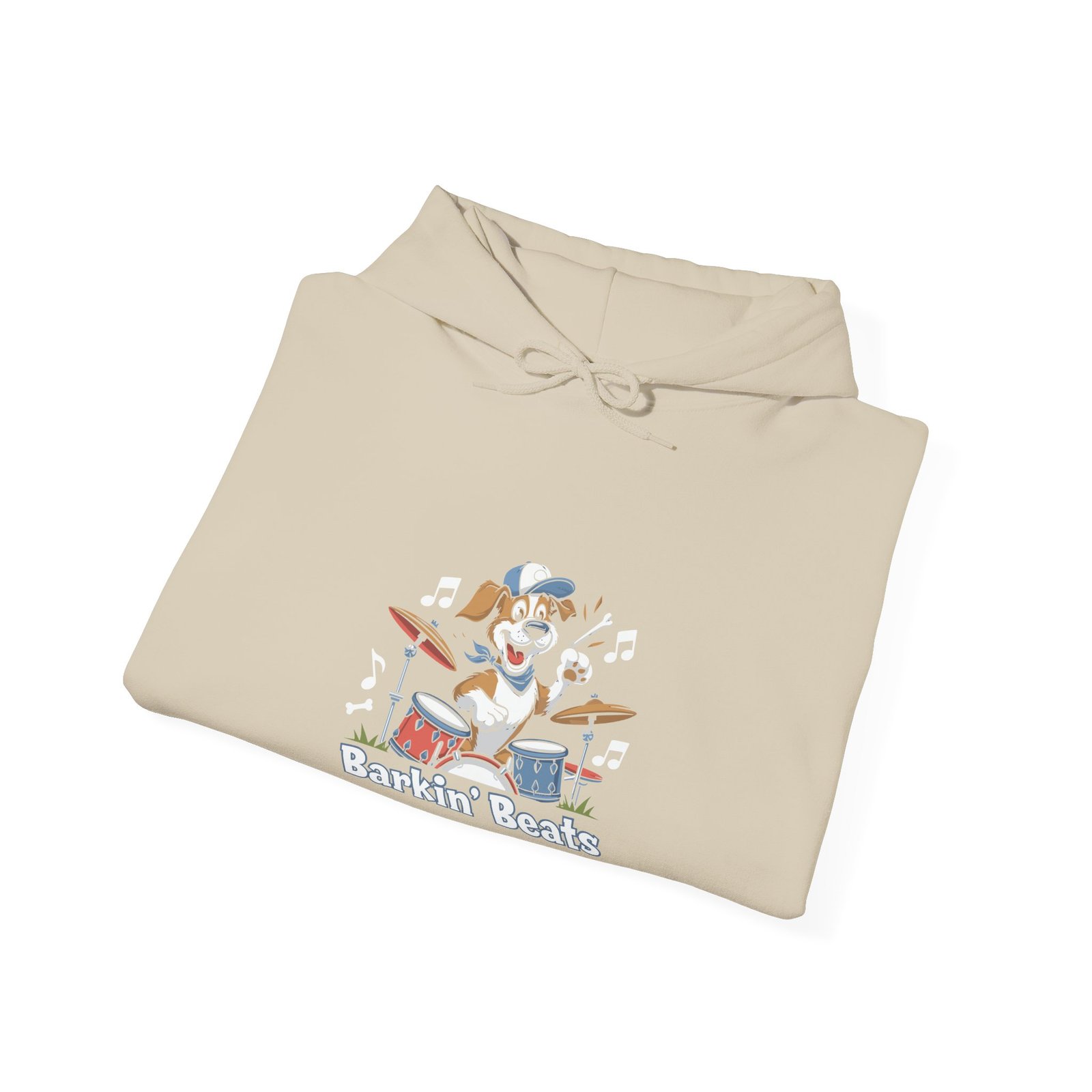 Barkin Beats Playful Drumming Dog Cartoon Design - Hoodie - Image 8