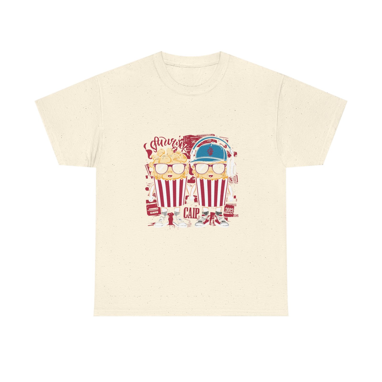 Popcorn Movie Night Cats Cozy Cinema Illustration - T-shirt - Image 5