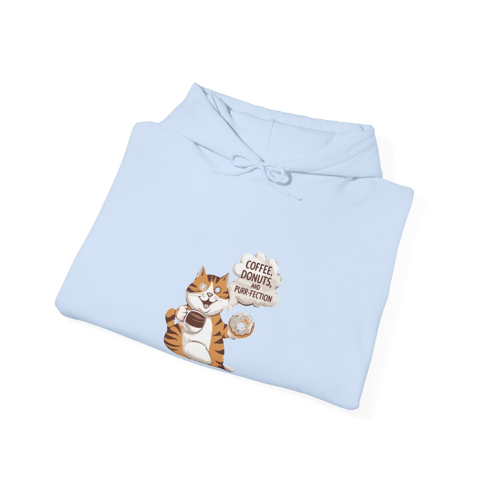 Cute Orange Cat with Coffee and Donuts Illustration - Hoodie - Image 12