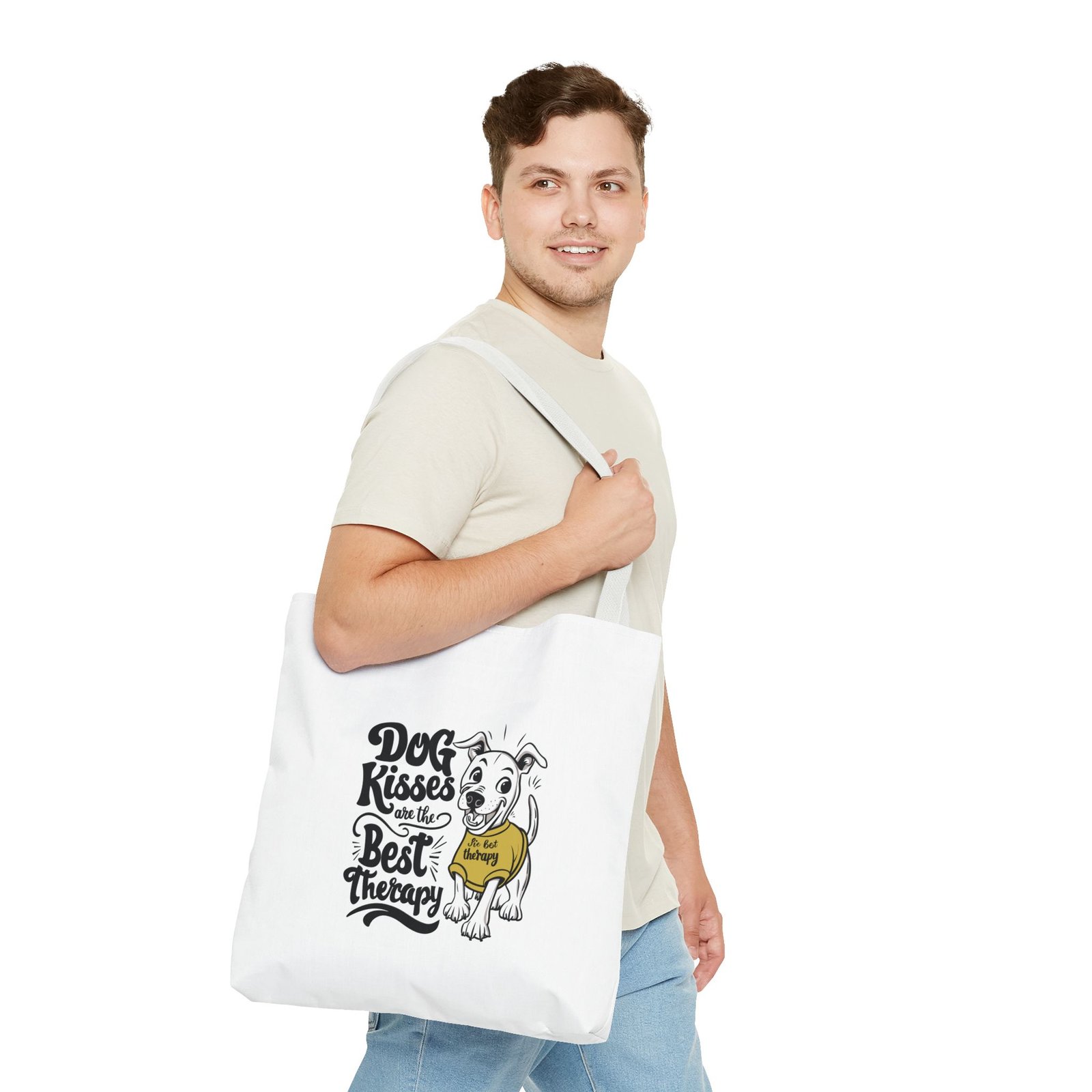 Happiness Kisses Black Dog Cute Puppy Illustration - Tote Bag - Image 11