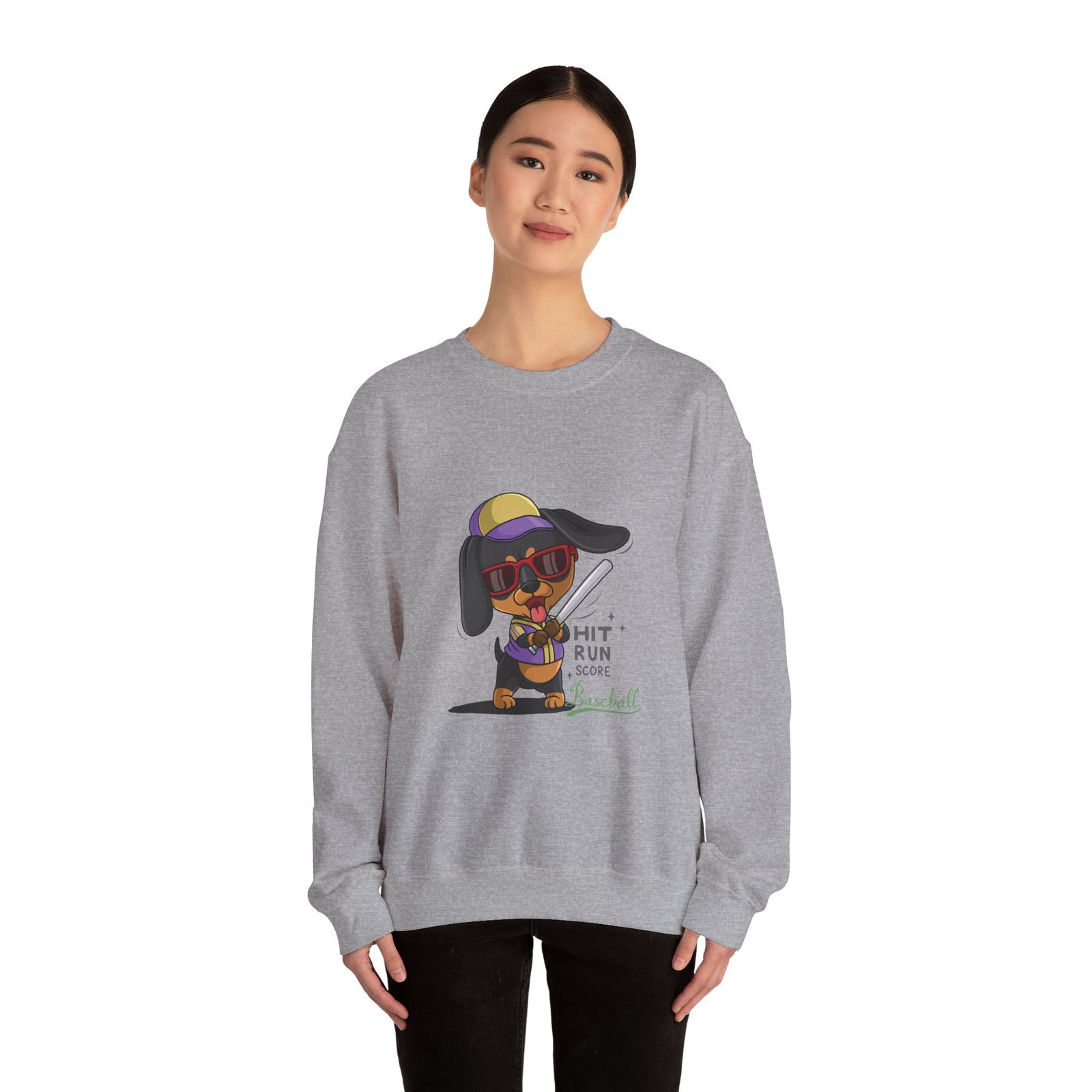 Playful Baseball Dog Hit and Run Graphic - Sweatshirt - Image 12