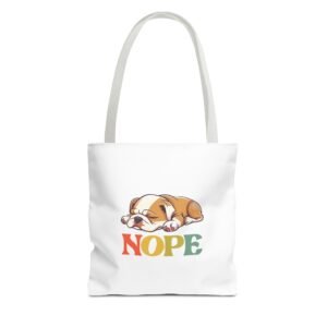 Adorable Sleeping Puppy with Nope Expression Illustration - Tote Bag