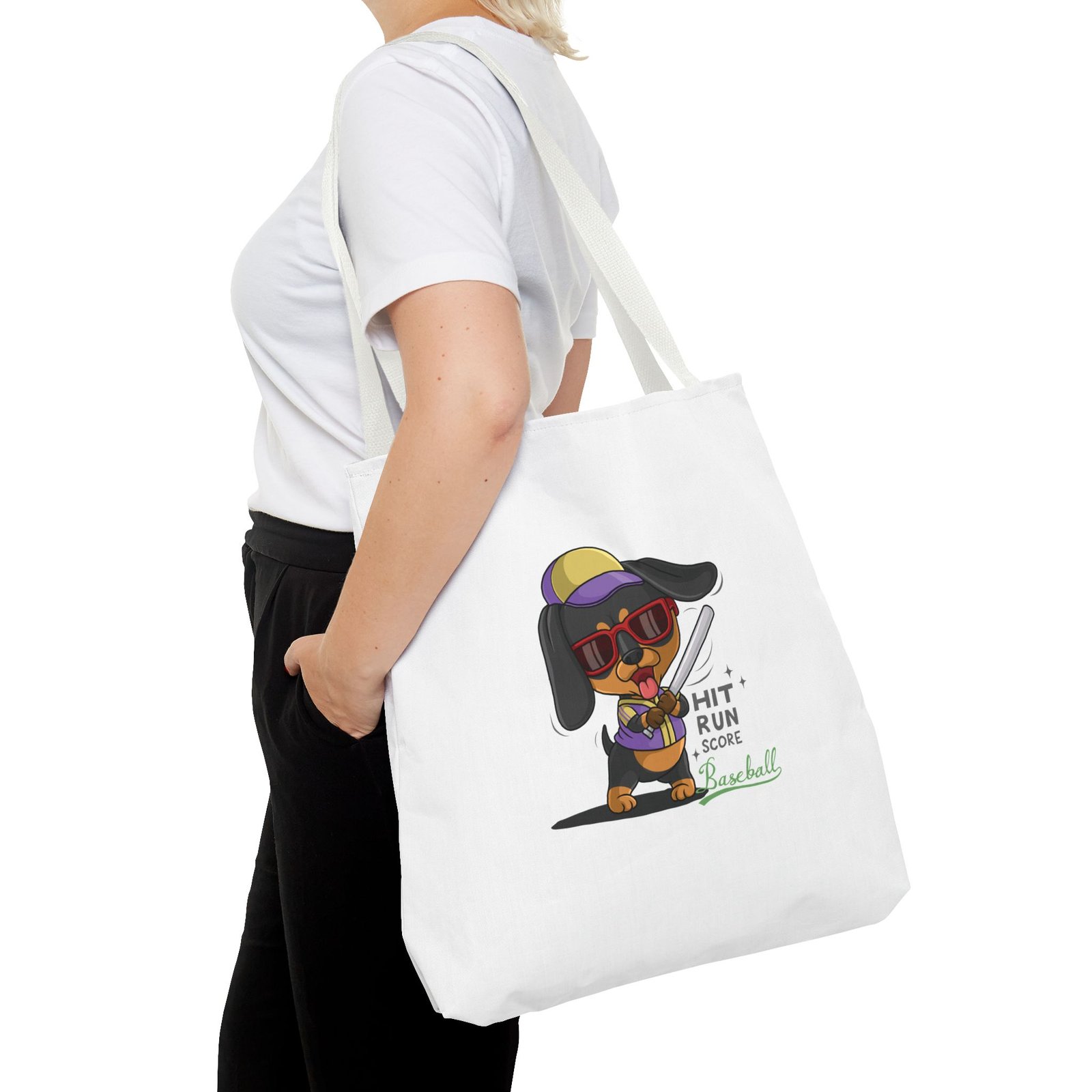 Playful Baseball Dog Hit and Run Graphic - Tote Bag - Image 12