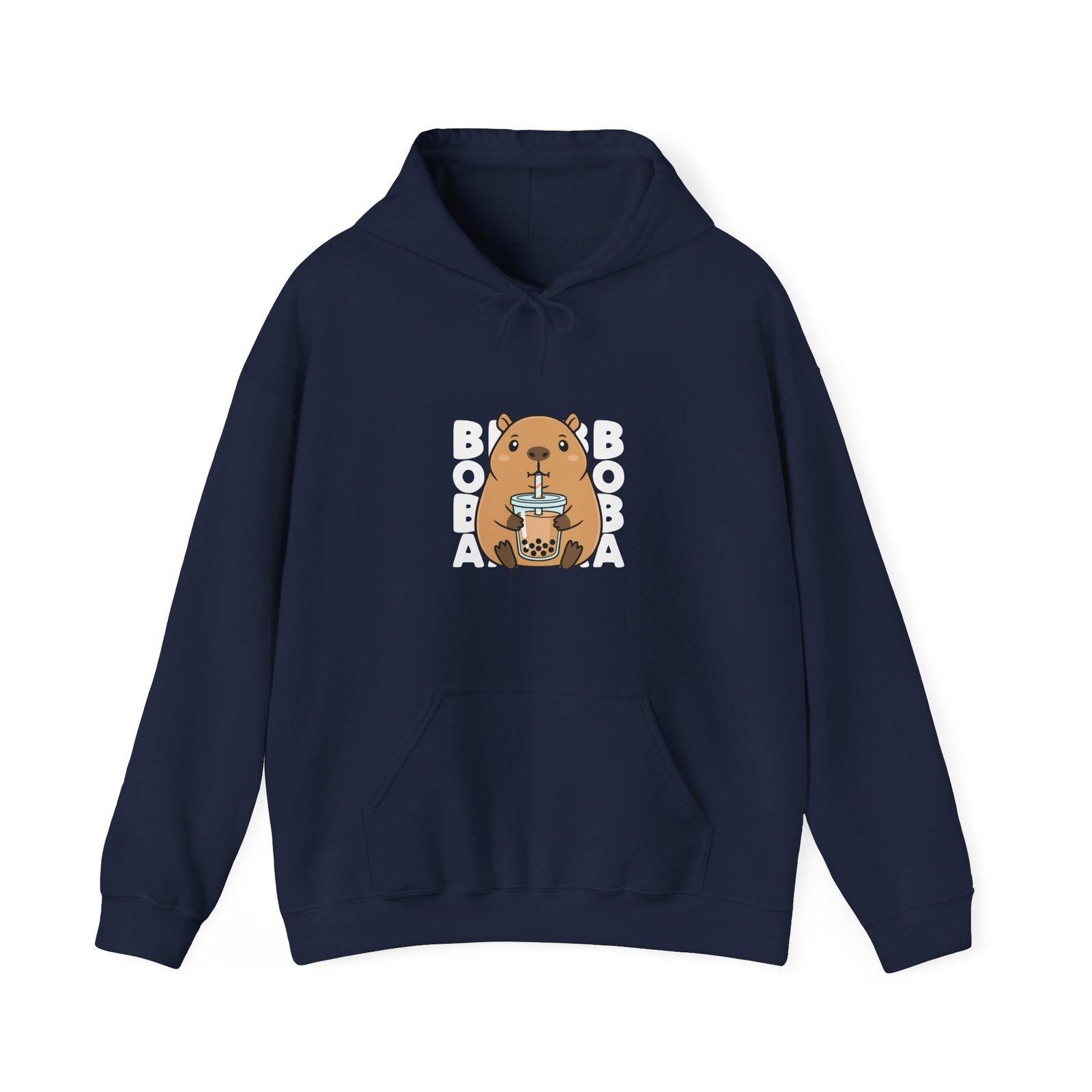 Adorable Cute Capybara Enjoying Refreshing Boba Tea- Hoodie - Image 9