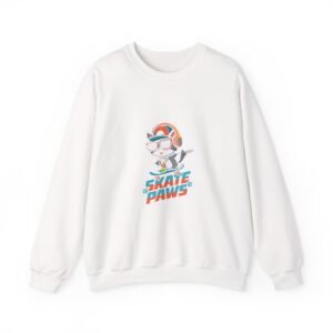 Skate Paws Roller Cat Graphic Featuring Playful Feline on Roller Skates - Sweatshirt