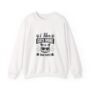I Like Cats More Bold Typography Design with Cute Cat Graphics - Sweatshirt
