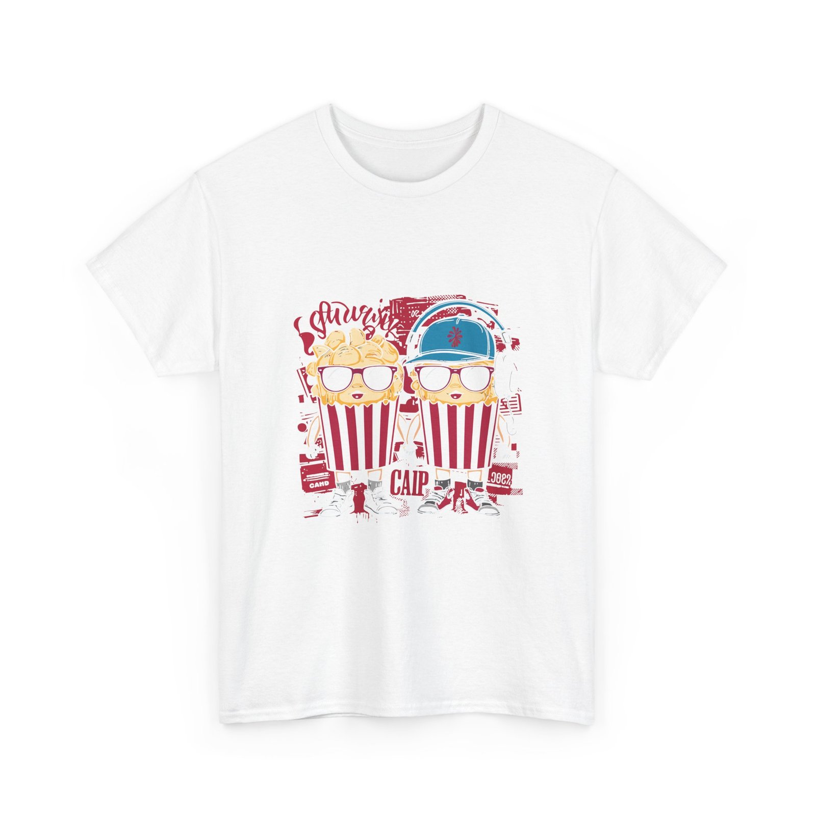 Popcorn Movie Night Cats Cozy Cinema Illustration - T-shirt - Image 3