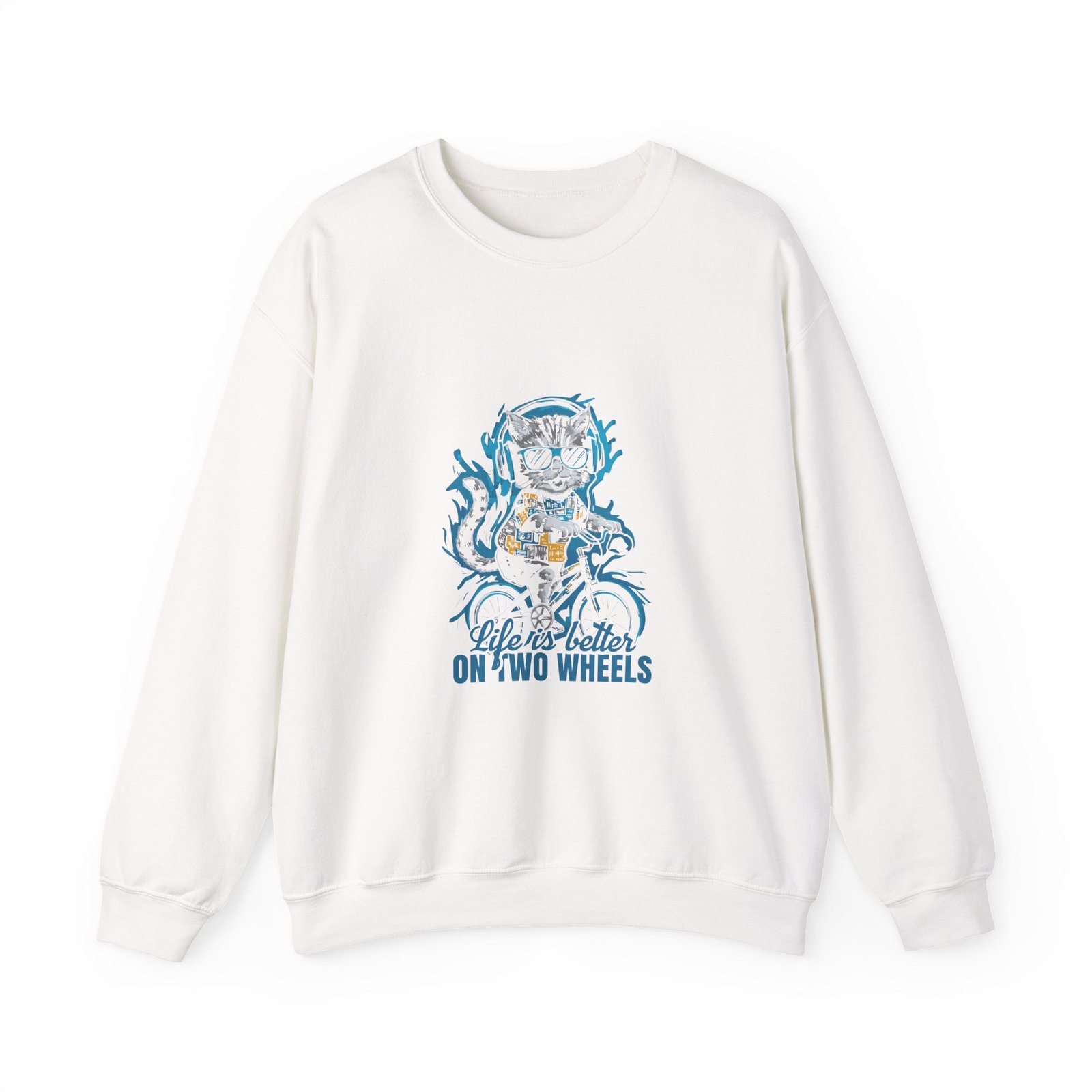 Life Is Better On Two Wheels Cat Illustration Design - Sweatshirt