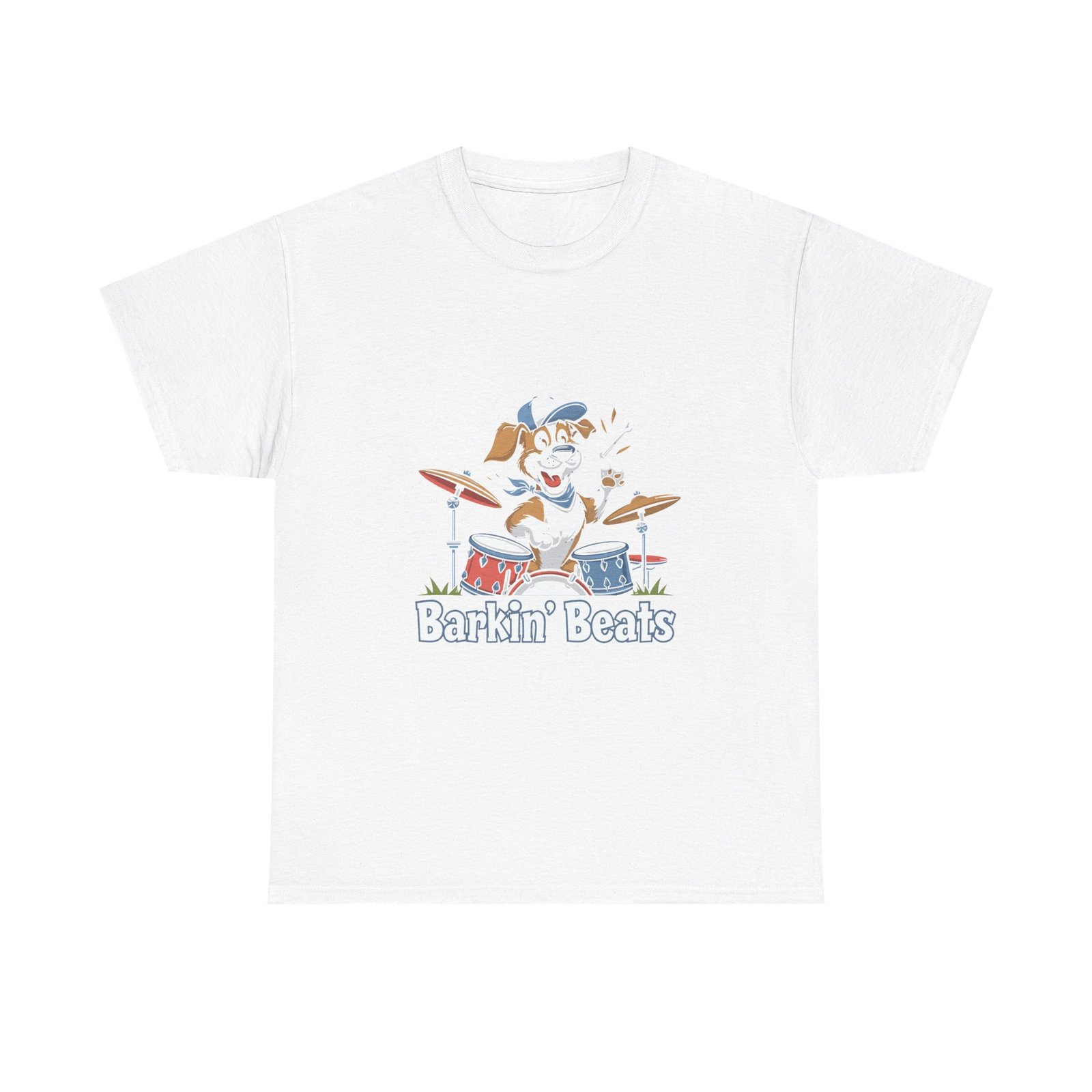 Barkin Beats Playful Drumming Dog Cartoon Design - T-shirt