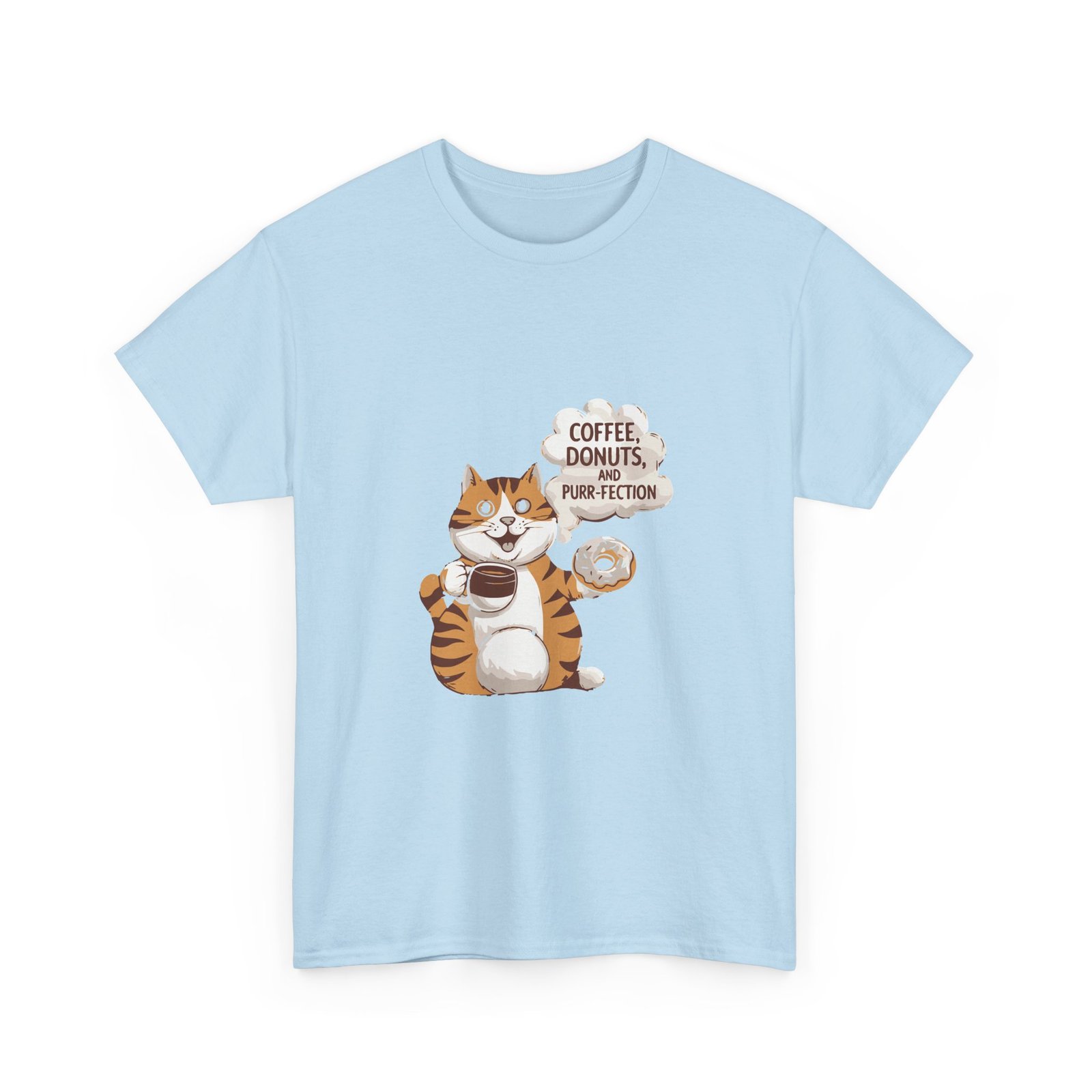 Cute Orange Cat with Coffee and Donuts Illustration - T-shirt - Image 11