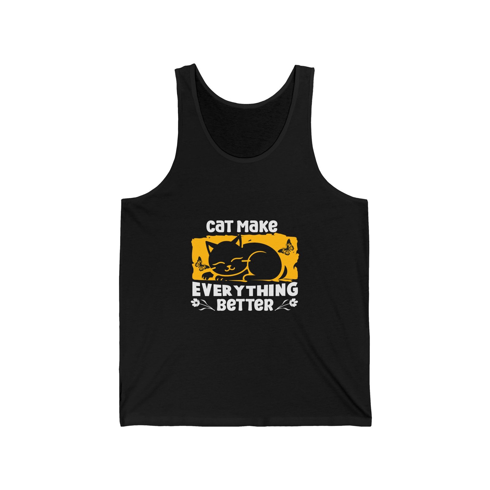 Cute Cat Illustration with Heartwarming "Make Everything Better" Quote - Tank Top