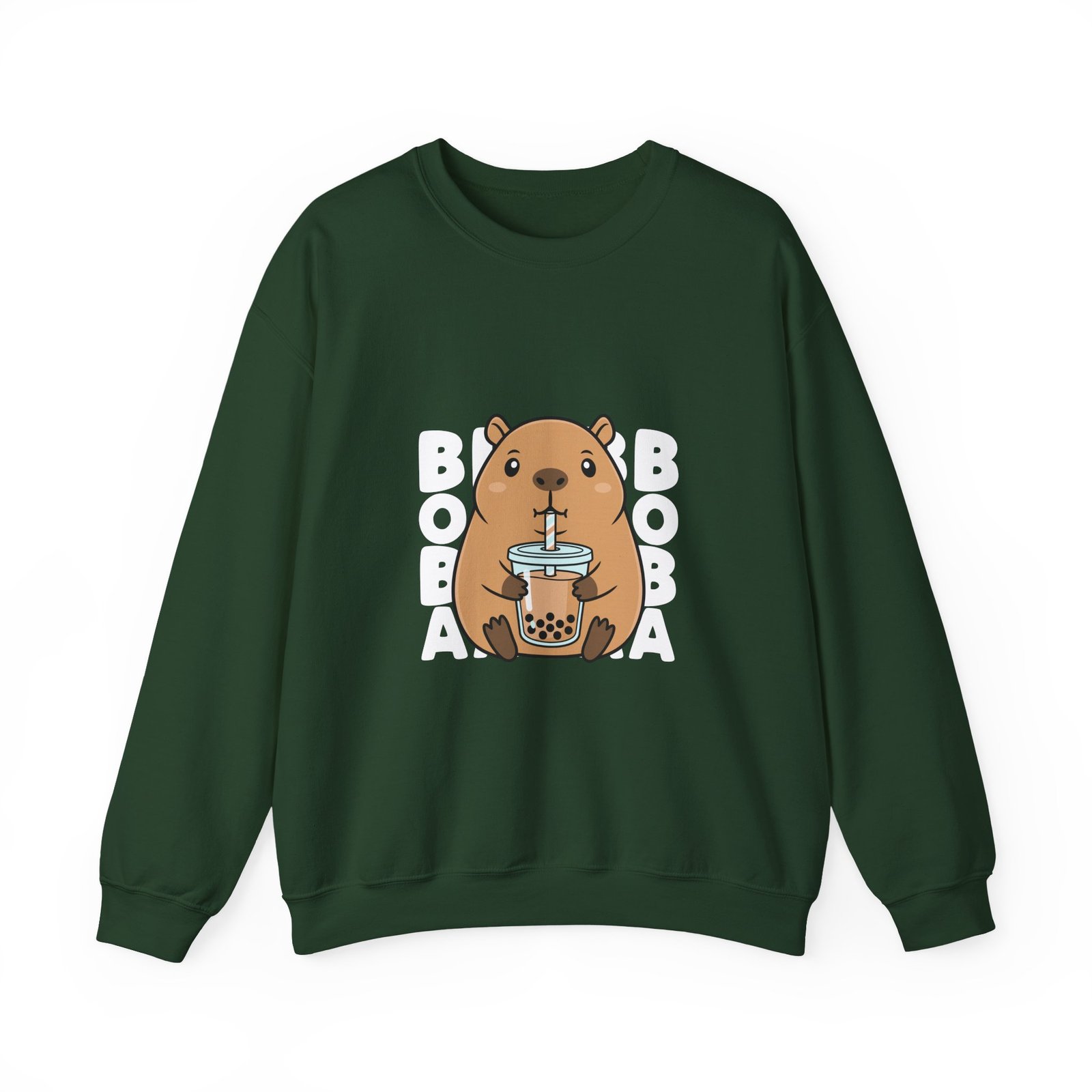 Adorable Cute Capybara Enjoying Refreshing Boba Tea - Sweatshirt - Image 5