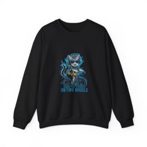 Life Is Better On Two Wheels Cat Biking Illustration - Sweatshirt