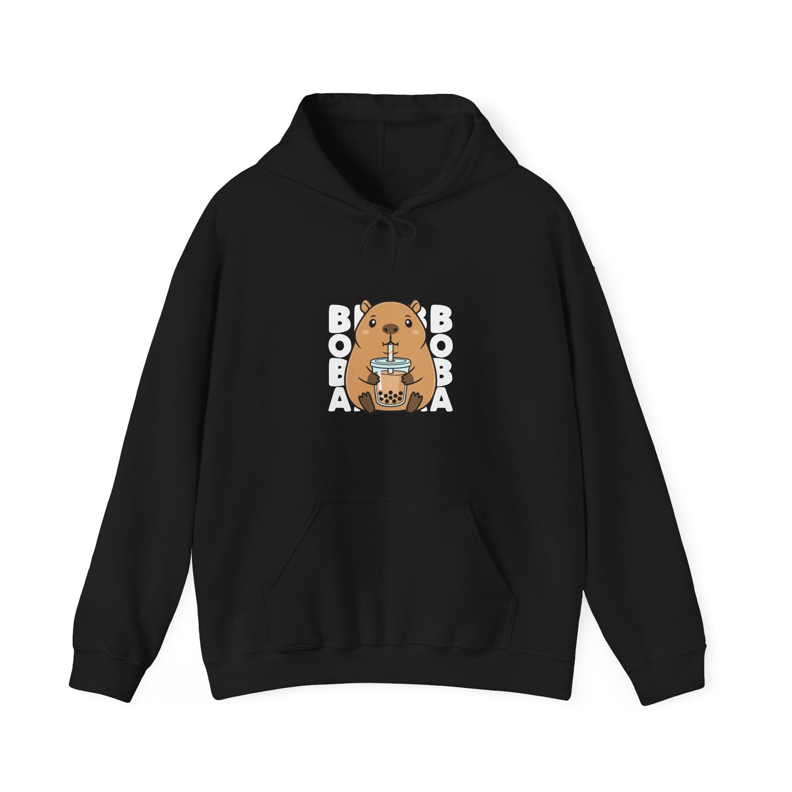 Adorable Cute Capybara Enjoying Refreshing Boba Tea- Hoodie