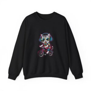 Cool Biker Cat Wearing Stylish Sunglasses Graphic - Sweatshirt