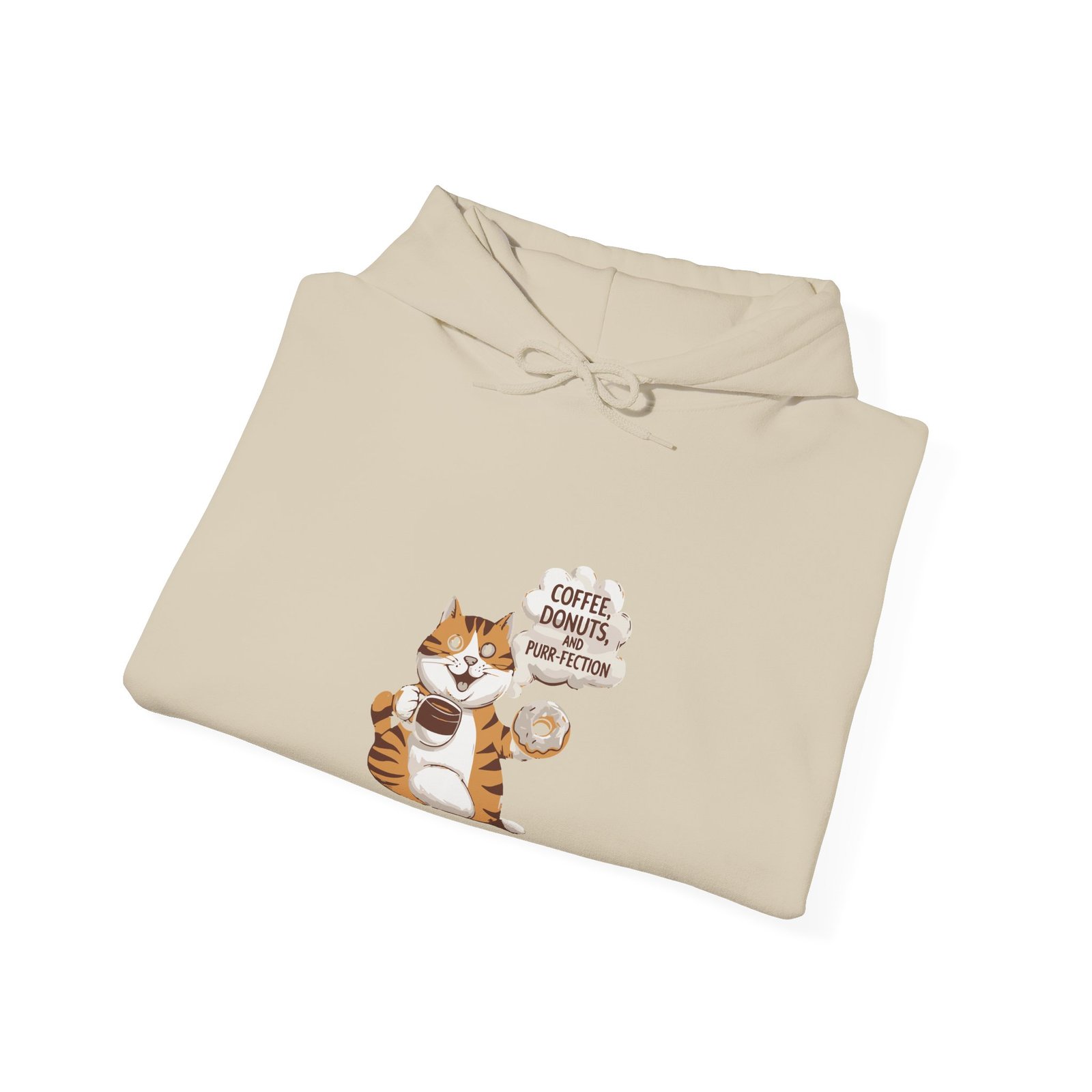 Cute Orange Cat with Coffee and Donuts Illustration - Hoodie - Image 8