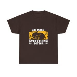 Cute Cat Illustration with Heartwarming "Make Everything Better" Quote - T-shirt
