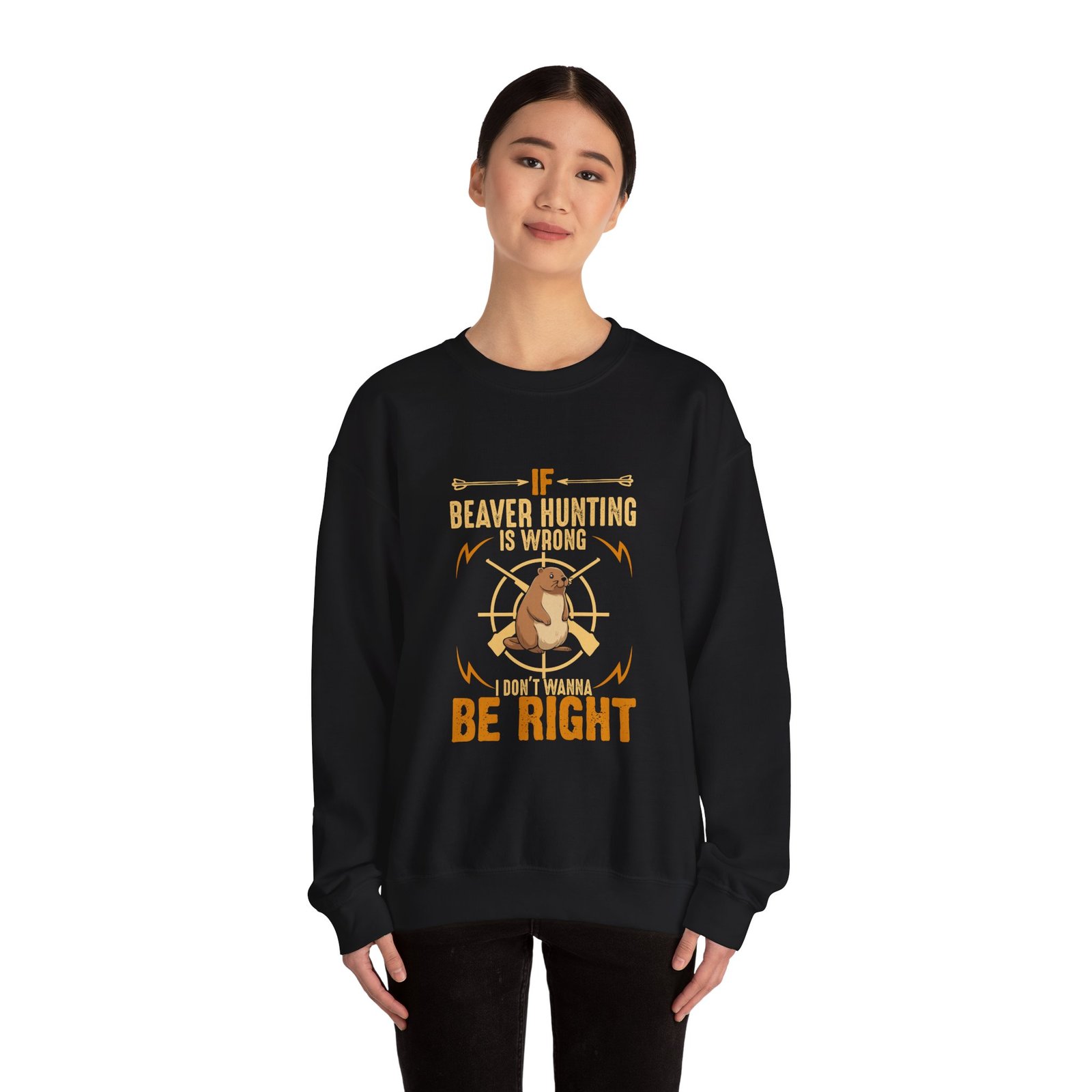 Funny Beaver Hunting Quote with Cartoon Beaver Graphic - Sweatshirt - Image 4