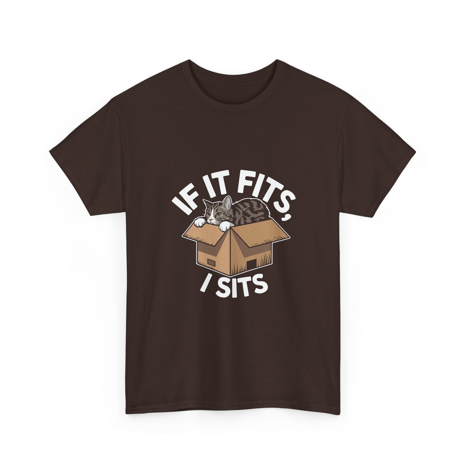 Cute Box Cat Illustration with If It Fits I Sits Quote - T-shirt - Image 3