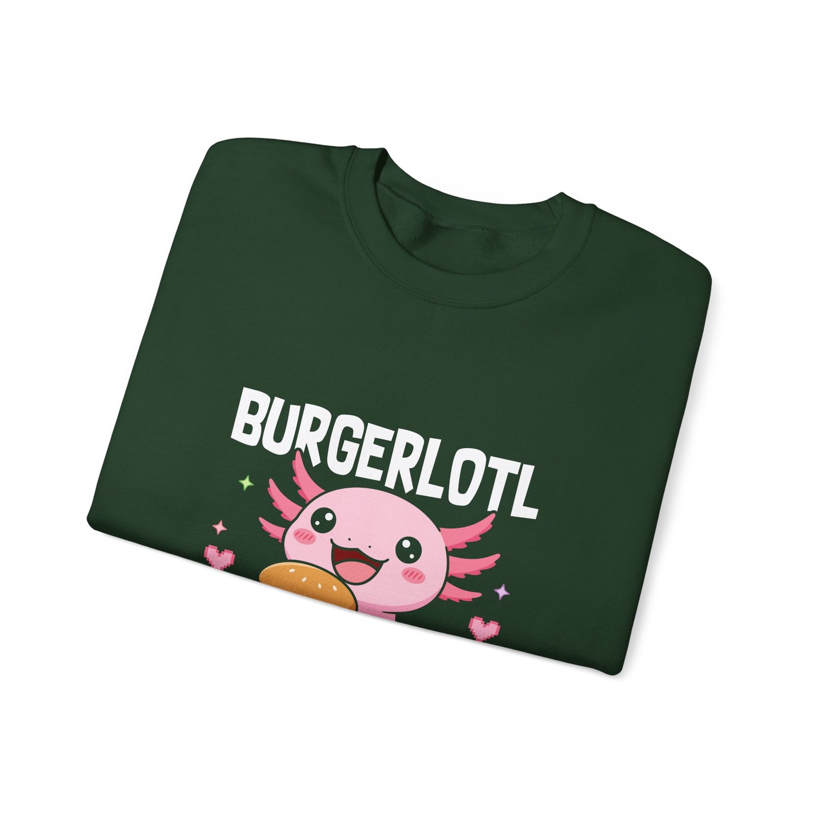 Adorable Axolotl Holding a Delicious Tasty Burger Illustration - Sweatshirt - Image 7
