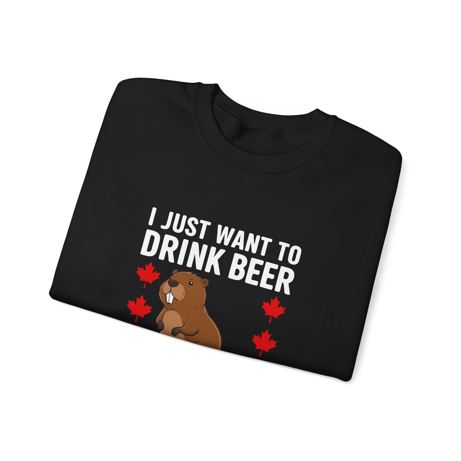 Funny Cartoon Beaver Enjoying Beer in Canada Design - Sweatshirt - Image 3