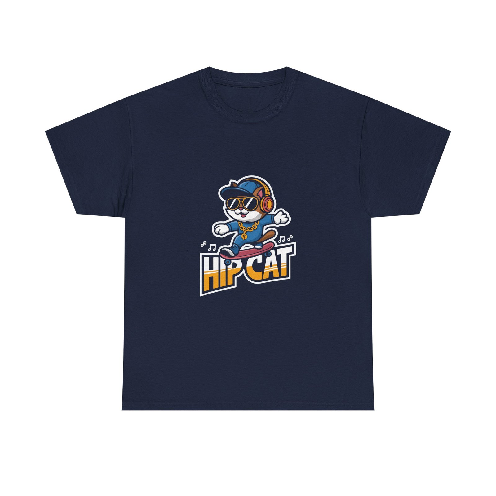 Hip Cat Wearing Stylish Headphones Graphic Design - T-shirt - Image 9