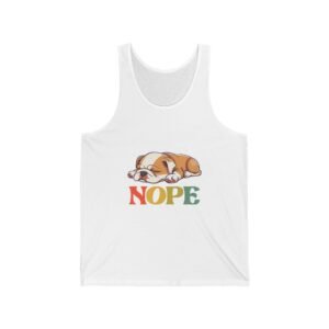Adorable Sleeping Puppy with Nope Expression Illustration - Tank Top