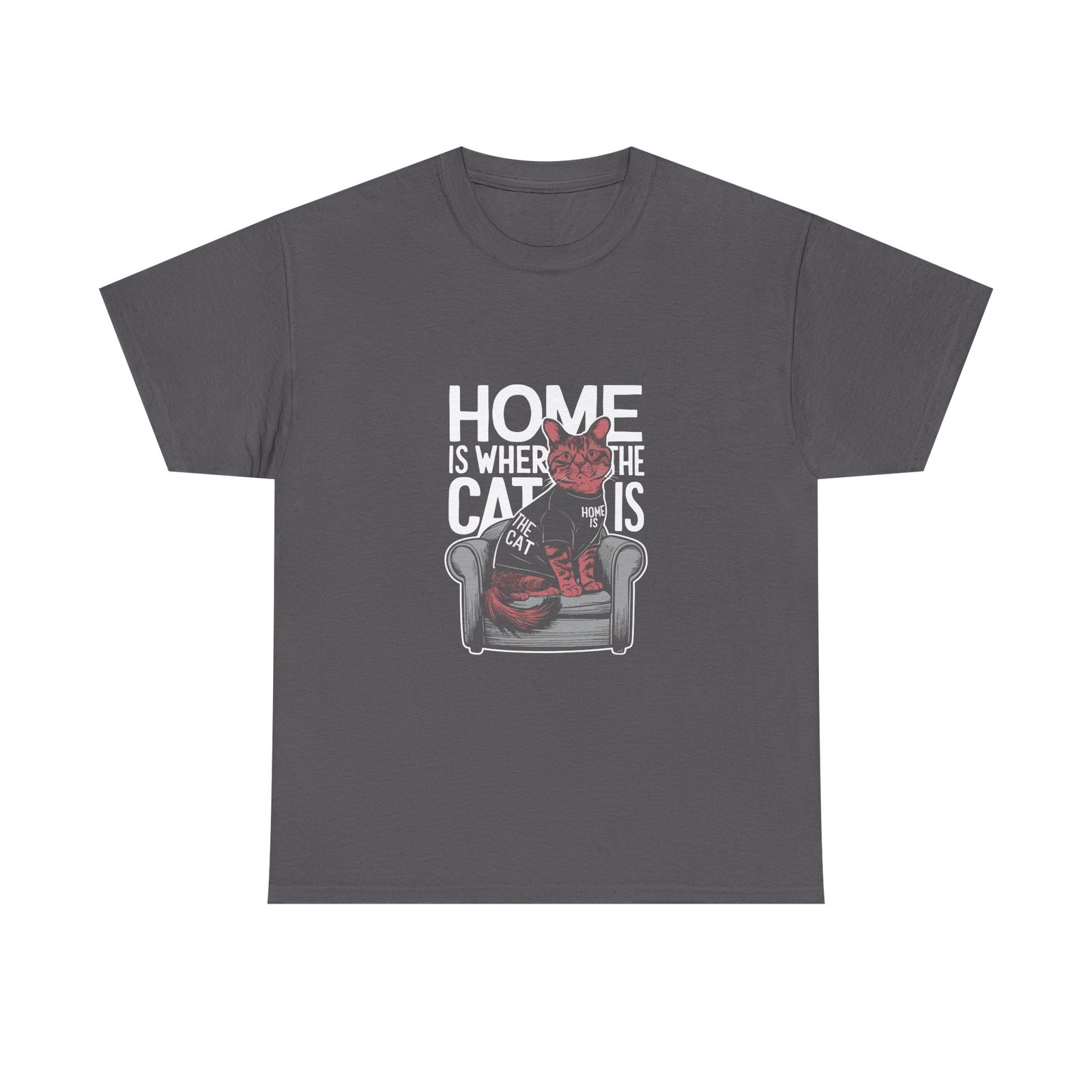 Home Is Where The Cat Is Cozy Cat Lover Graphic - T-shirt - Image 5
