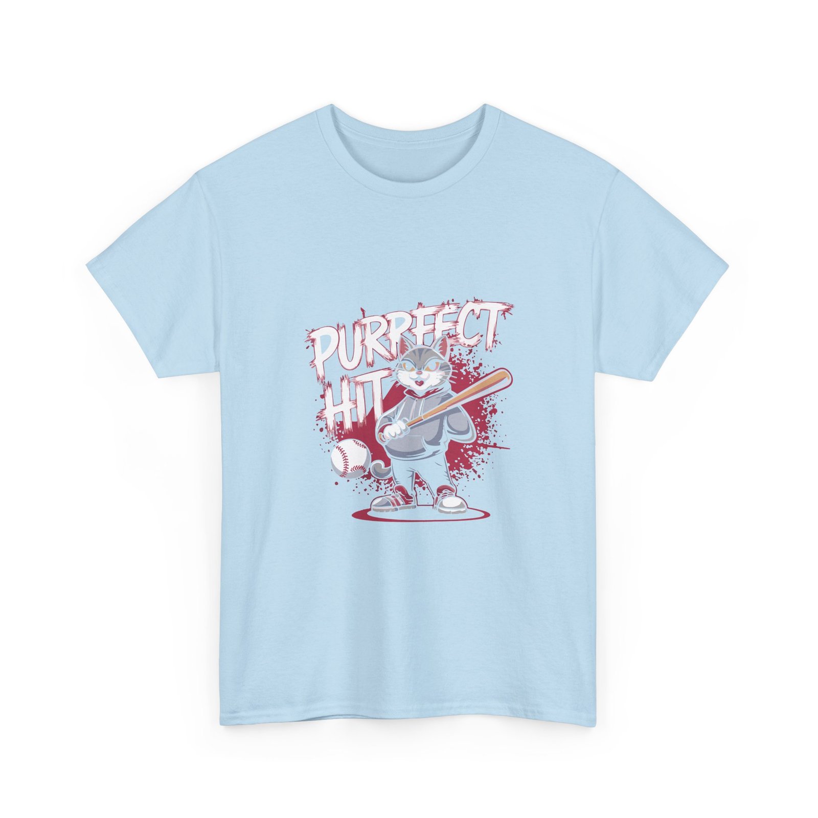 Cute Cartoon Cat Taking a Purrfect Baseball Swing - T-shirt - Image 11