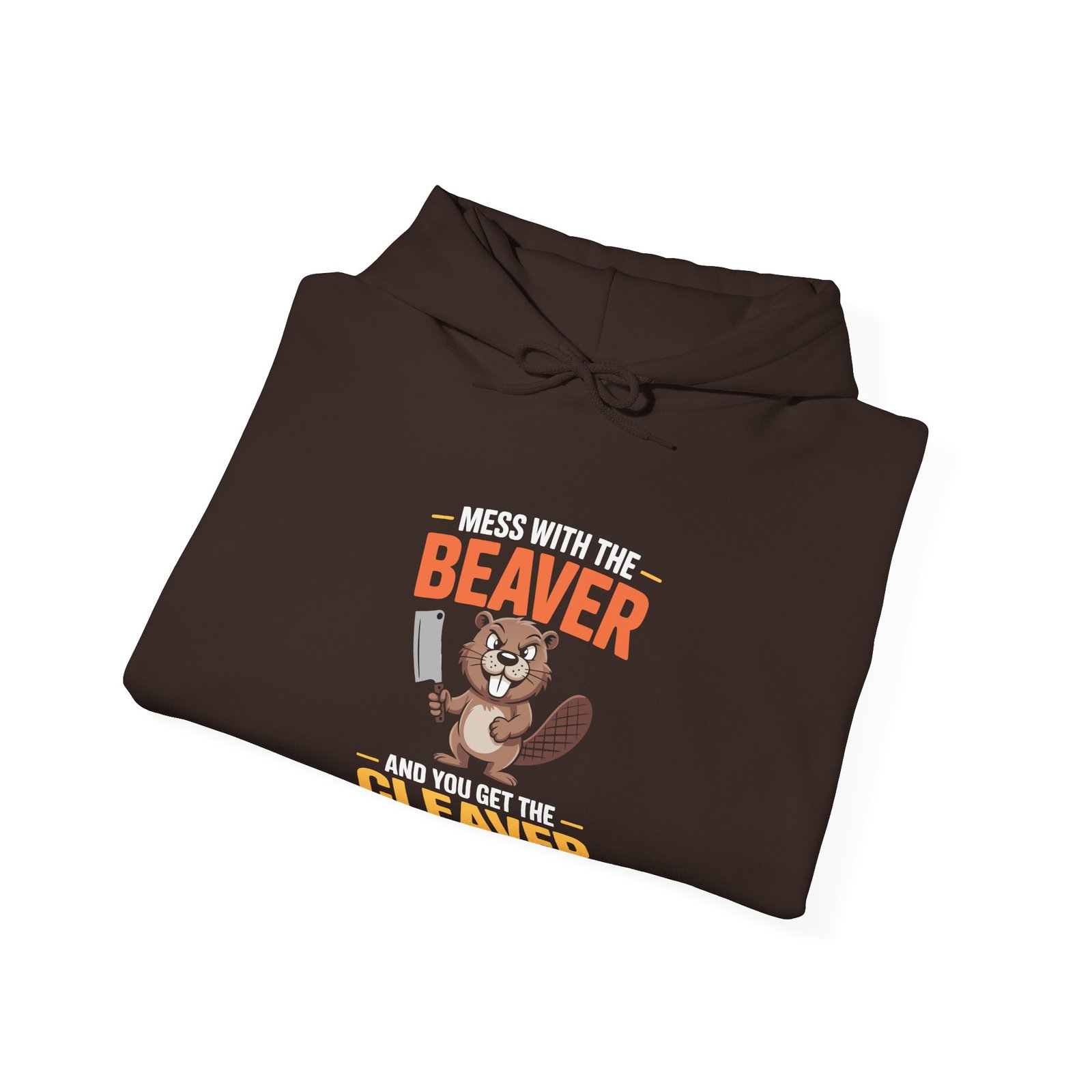 Angry Beaver Holding Meat Cleaver Graphic Design - Hoodie - Image 8