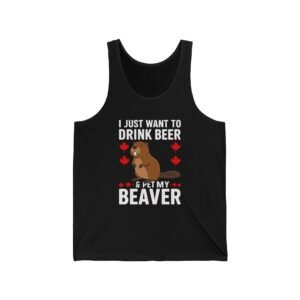 Funny Cartoon Beaver Enjoying Beer in Canada Design - Tank Top