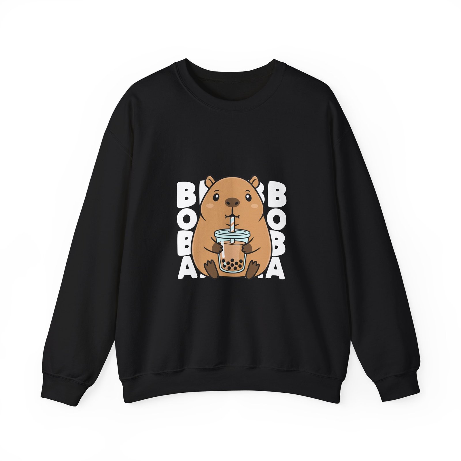 Adorable Cute Capybara Enjoying Refreshing Boba Tea - Sweatshirt