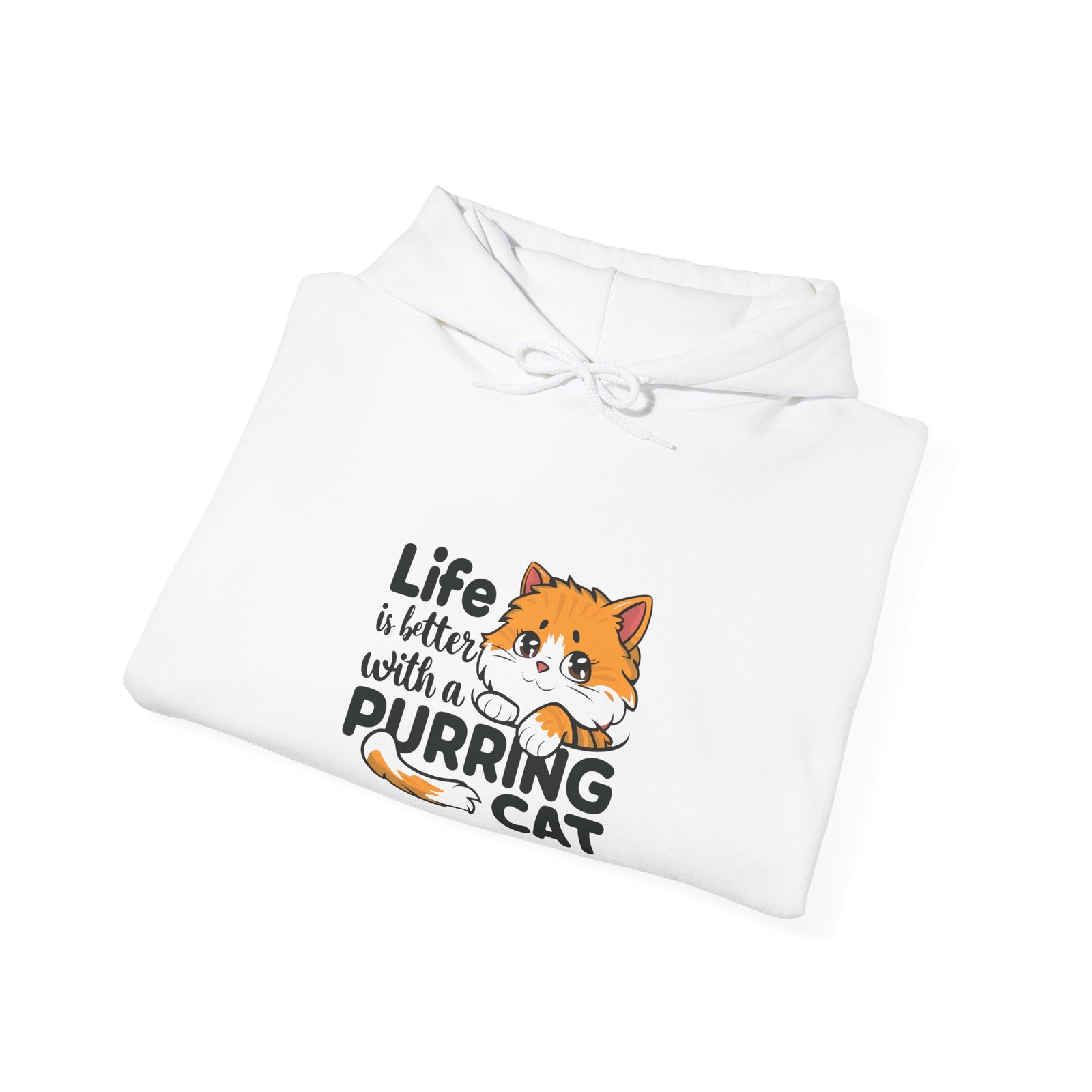 Life Is Better With A Purring Cat Artistic Typography Design - Hoodie - Image 4