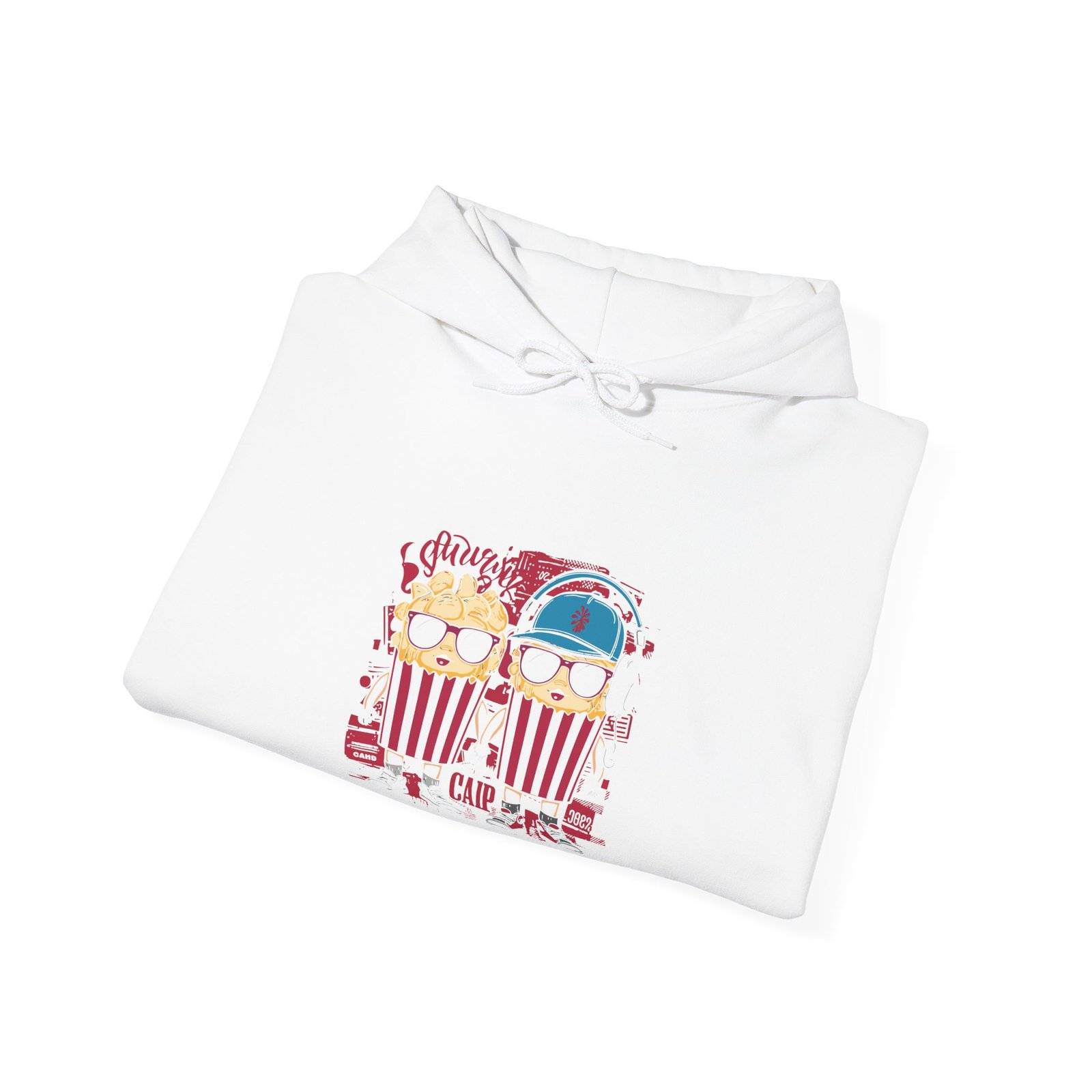 Popcorn Movie Night Cats Cozy Cinema Illustration - Hoodie - Image 4