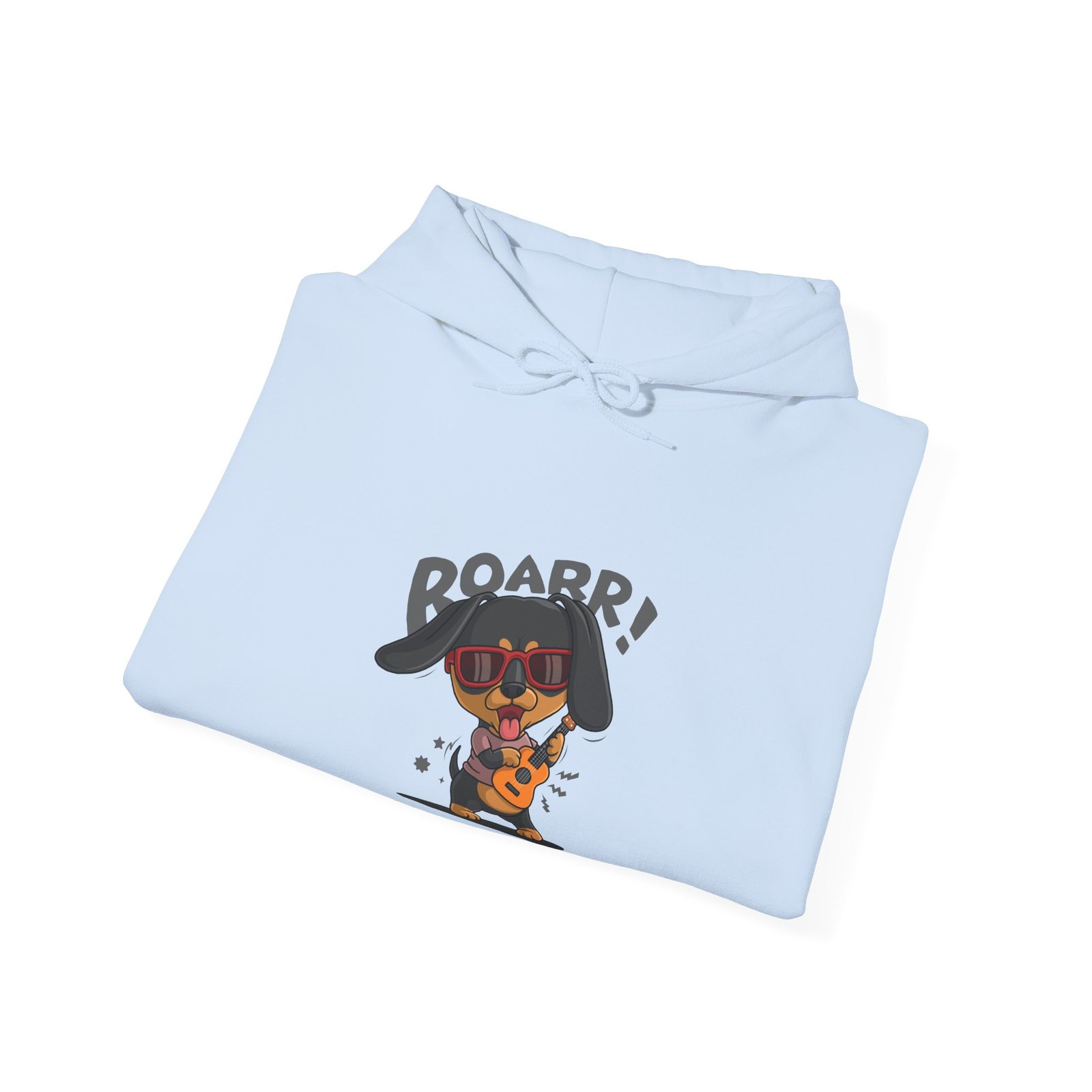 Roaring Dog Playing Electric Guitar Graphic Art - Hoodie - Image 12