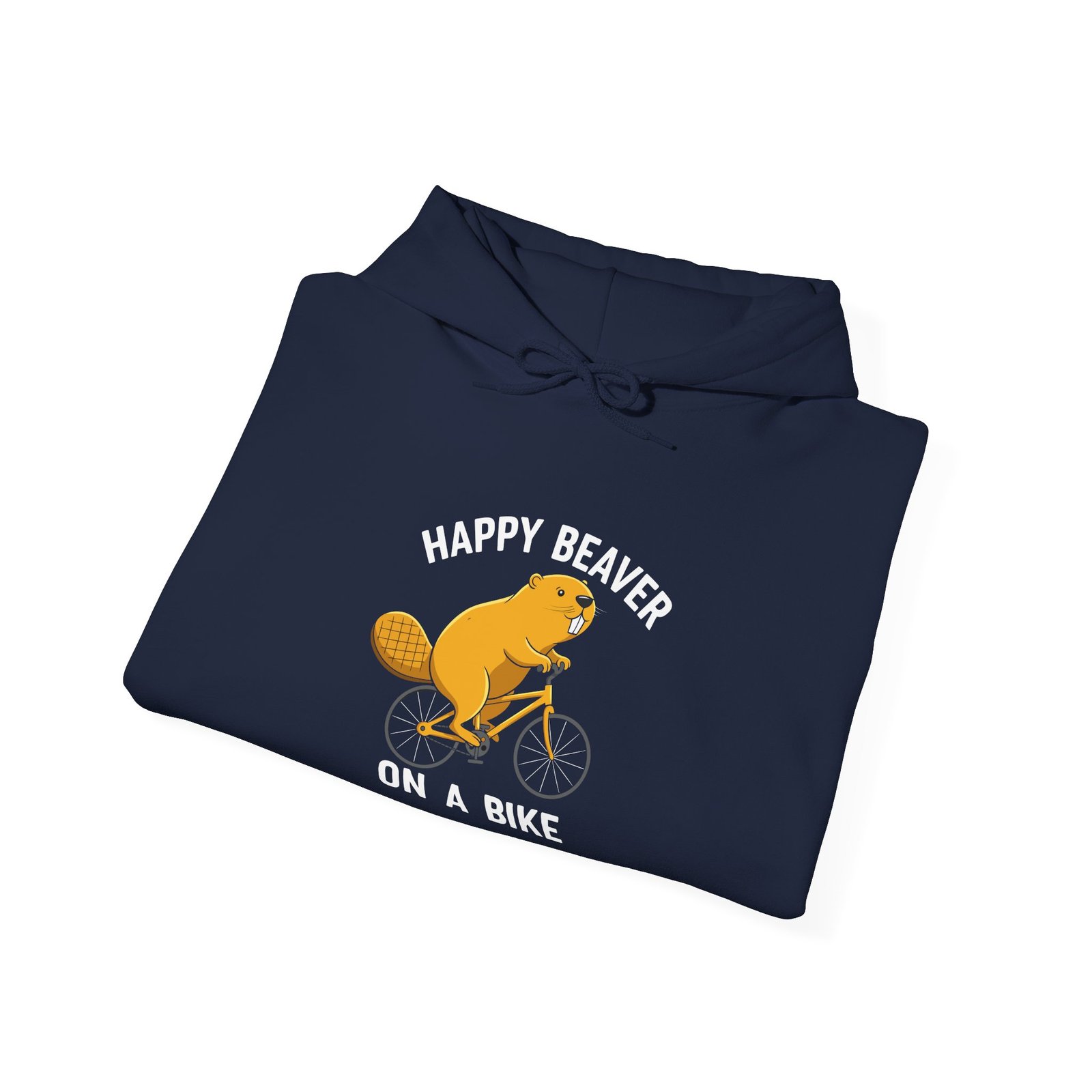 Happy Beaver Riding a Yellow Bicycle Illustration- Hoodie - Image 12