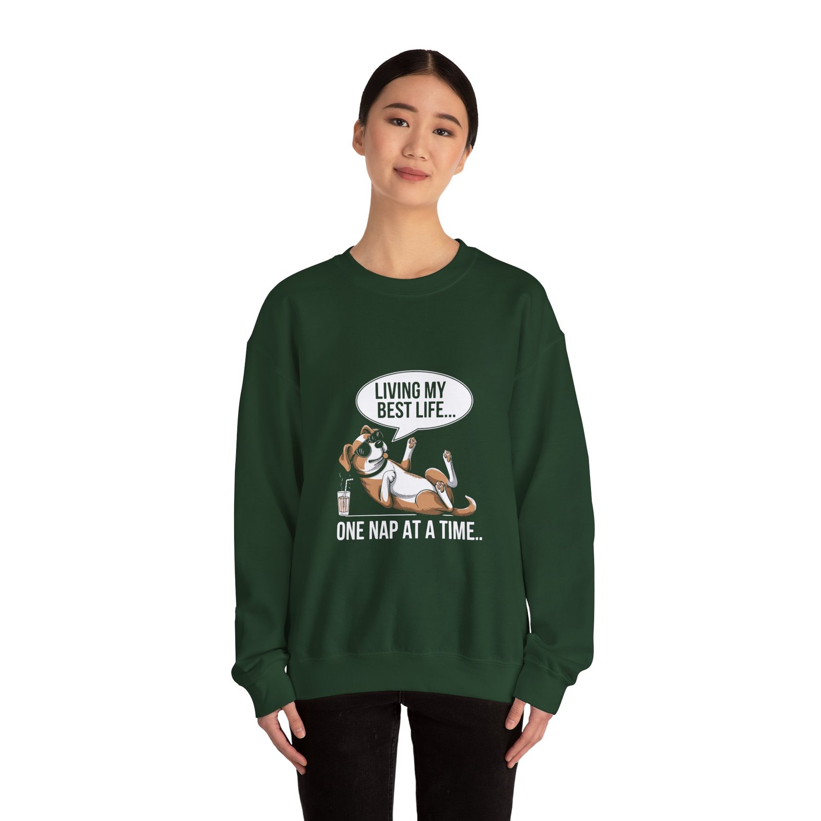 Living My Best Life Dog Fun Cheerful Graphic - Sweatshirt - Image 8